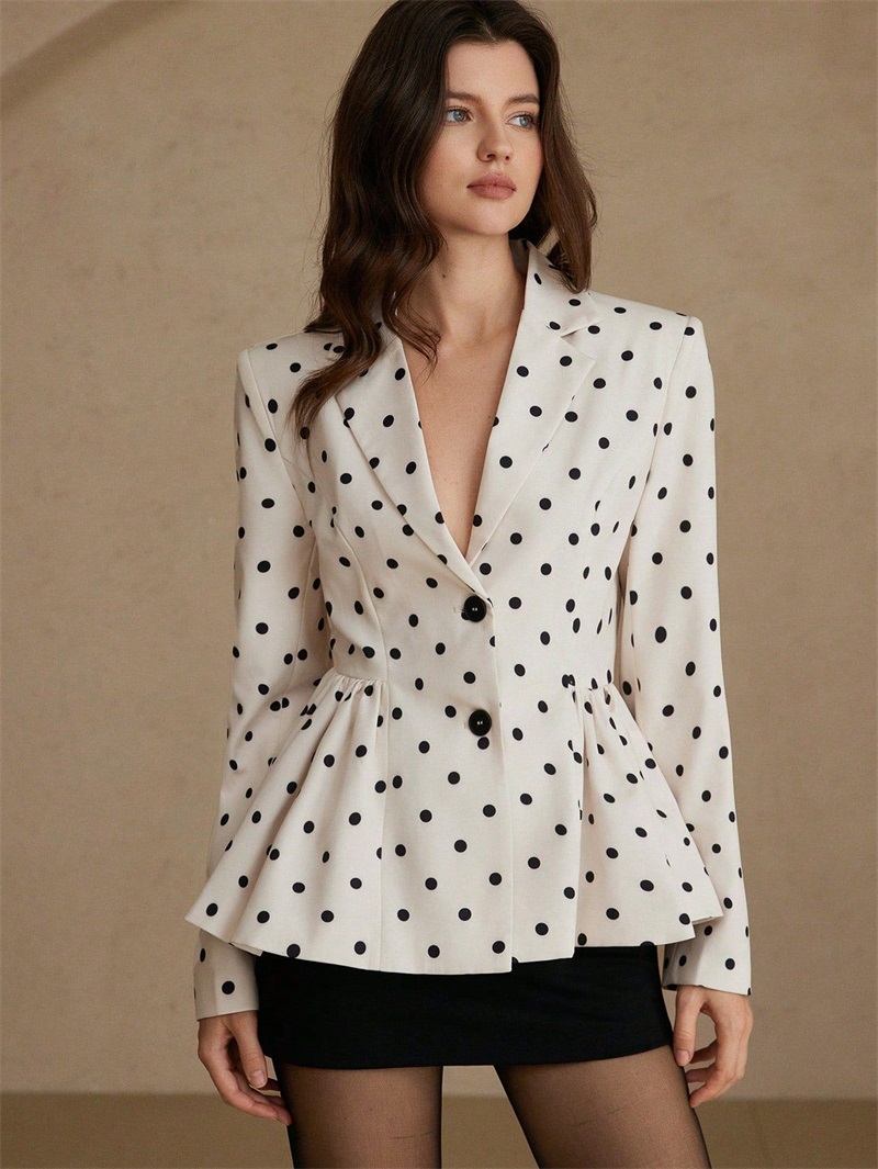 White Black Dot Women Suit Bla - đánh giá và giá Women Formal Wear With Black Blazer