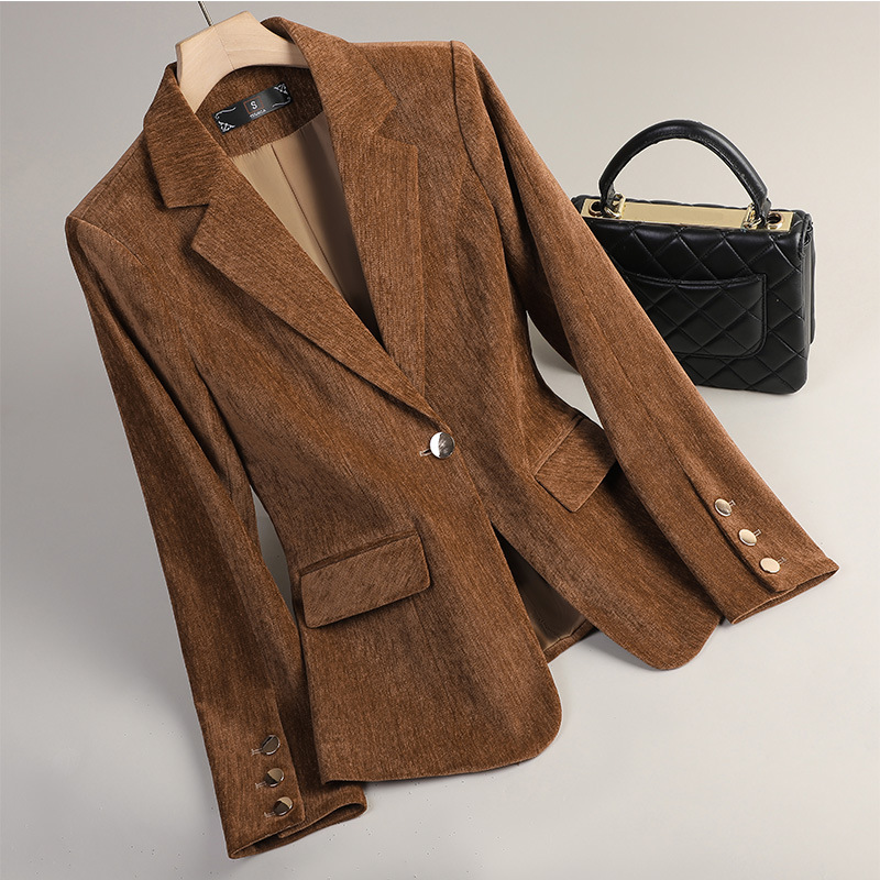 Yellow Gold Velvet Blazer Wome - đánh giá và giá Women Formal Wear Office