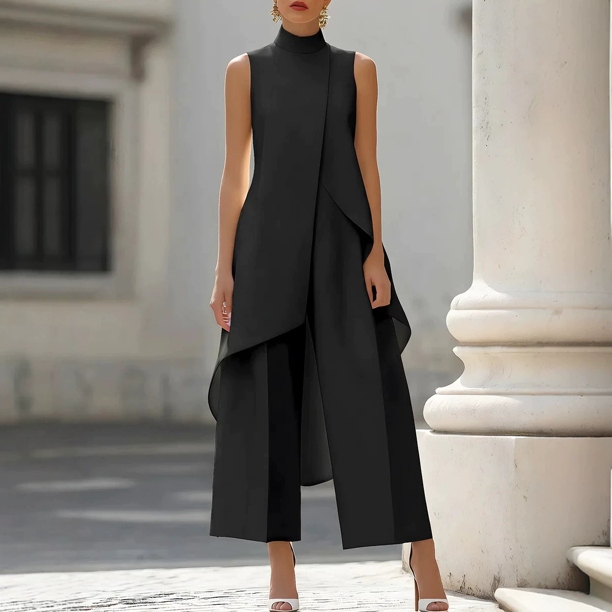 Sleeveless High Neck Asymmetri - đánh giá và giá Women'S Formal Jumpsuit Evening Wear