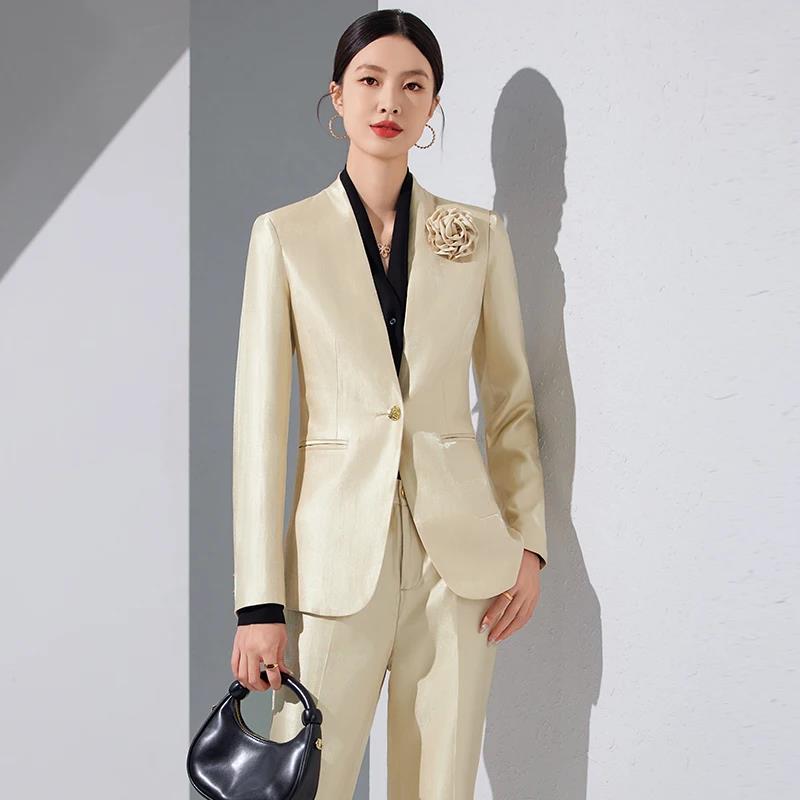 Women Blazer Pants Sets Gold A - đánh giá và giá Women Formal Office Wear Tops