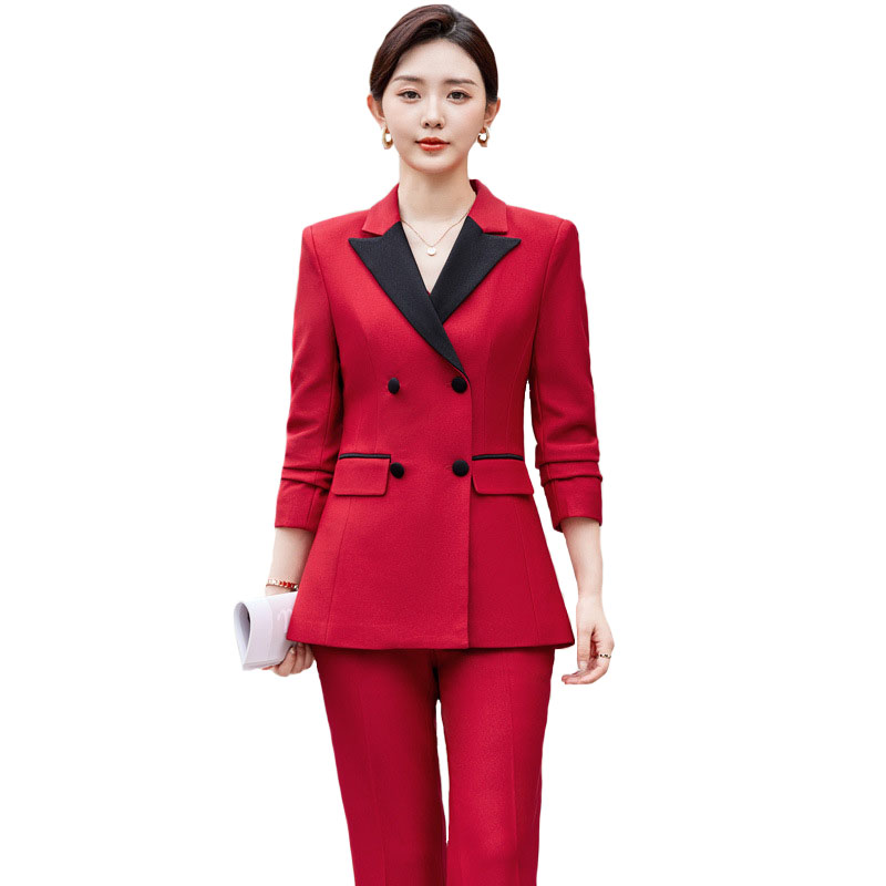2024 Elegant Red Black Women P - đánh giá và giá Women Formal Wear With Black Blazer