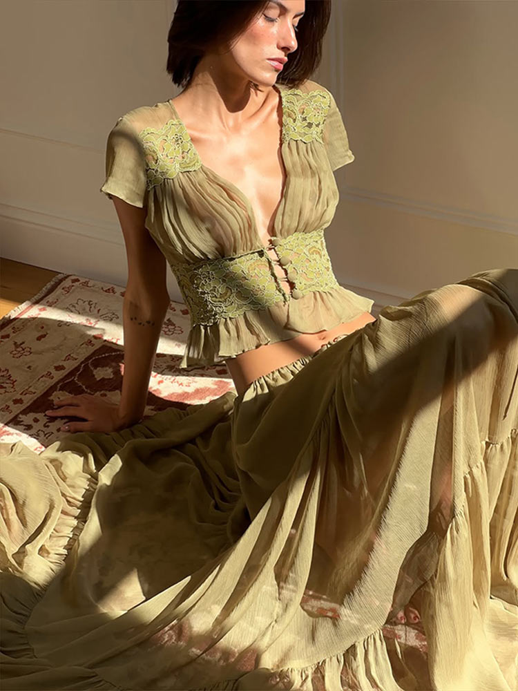 Elegant Lace Patchwork Women's - đánh giá và giá Women Formal Wear Tops