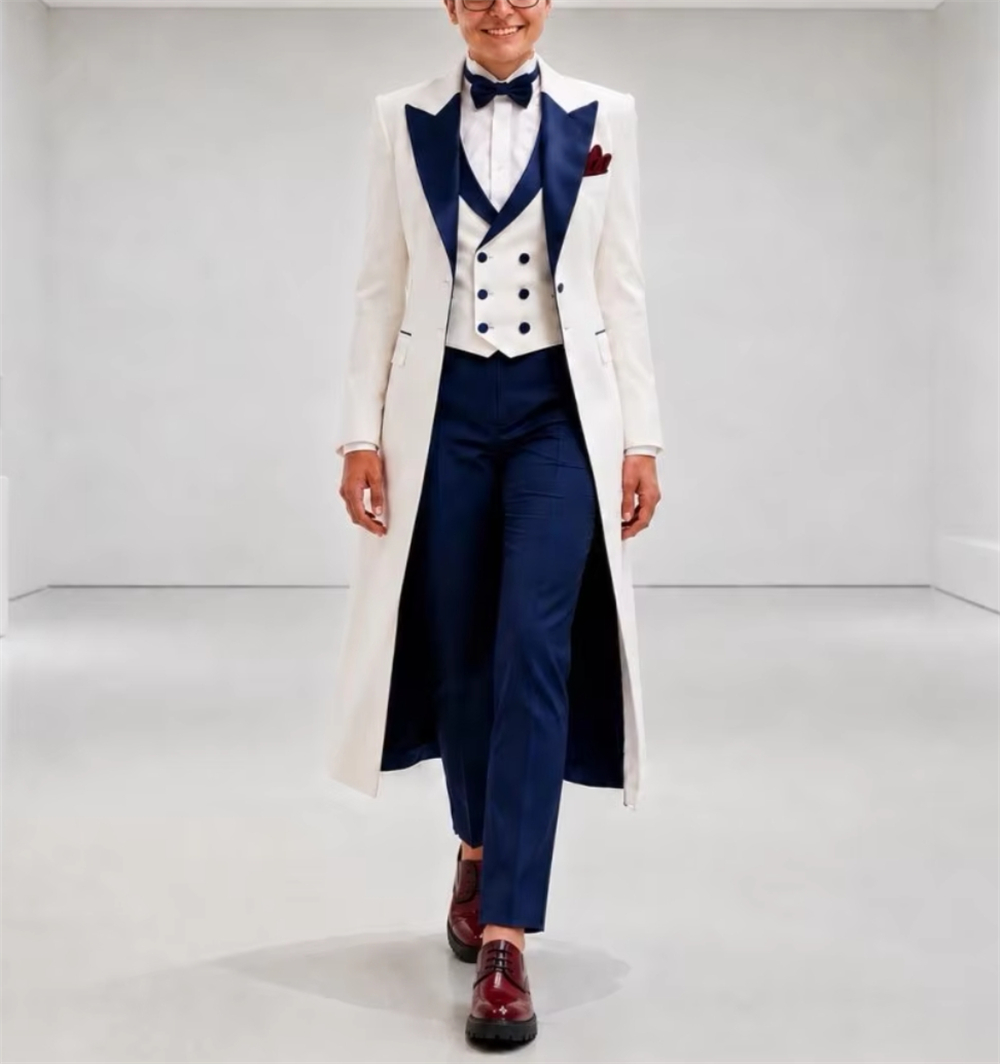 Navy Blue White Women's Jacket - đánh giá và giá Women Formal Wear Office